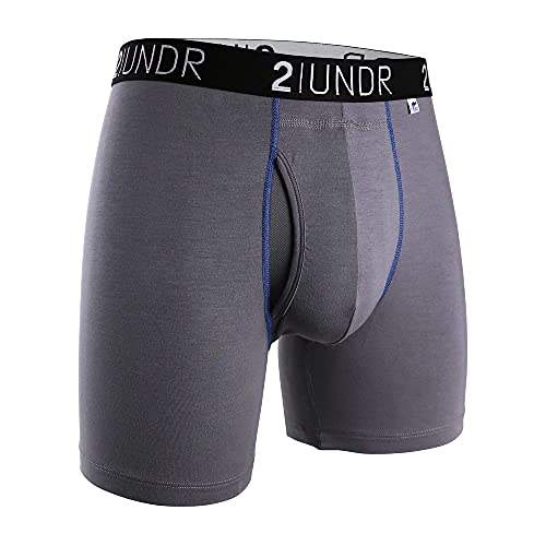 2UNDR - Swing Shift 6 Inch Boxer Brief - Grey/Blue - X-Small - Helen of New York