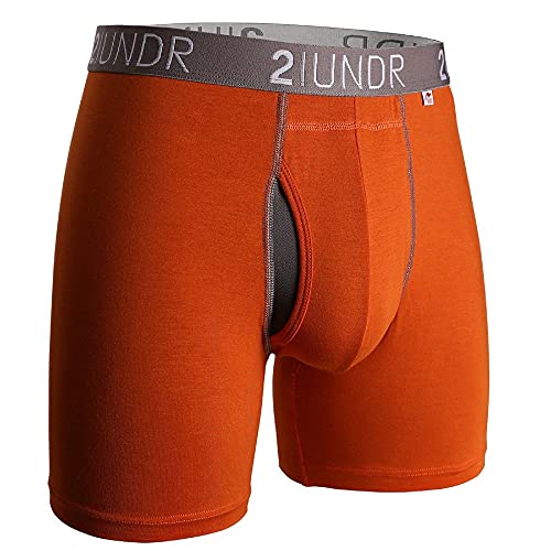 2UNDR - Swing Shift 6 Inch Boxer Brief - Orange/Grey - X-Small - Helen of New York