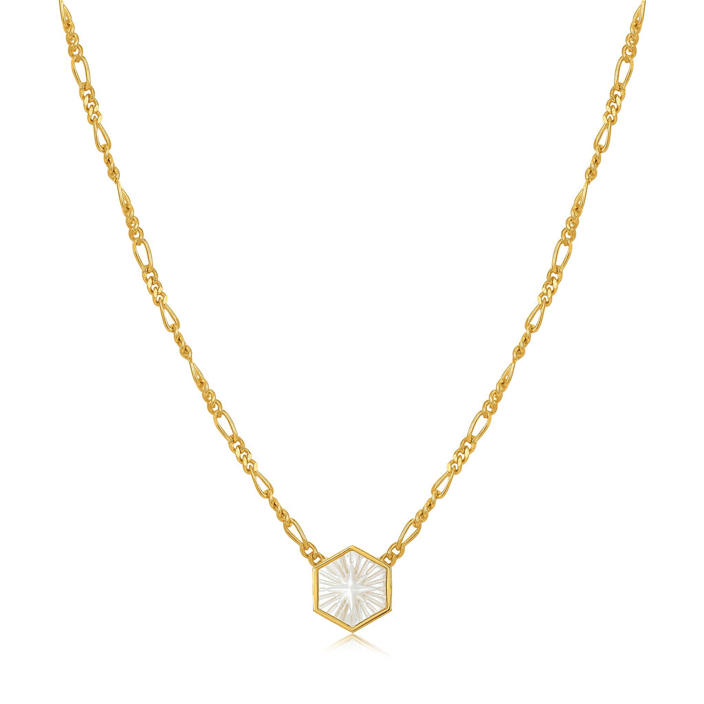 Ania Haie - Compass Emblem Gold Figaro Chain Necklace - Helen of New York