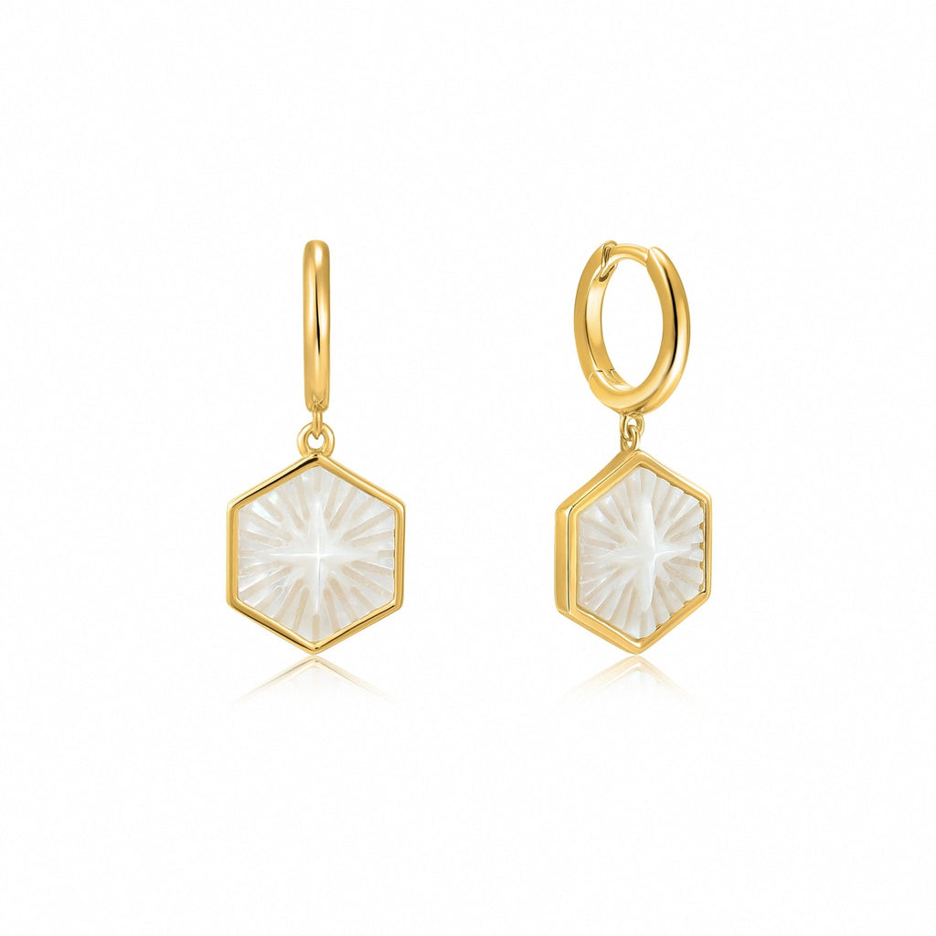 Ania Haie - Compass Emblem Gold Huggie Hoop Earrings - Helen of New York