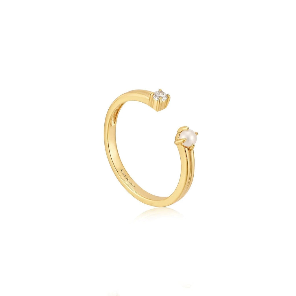 Ania Haie - Gold Pearl Sparkle Adjustable Ring - Helen of New York