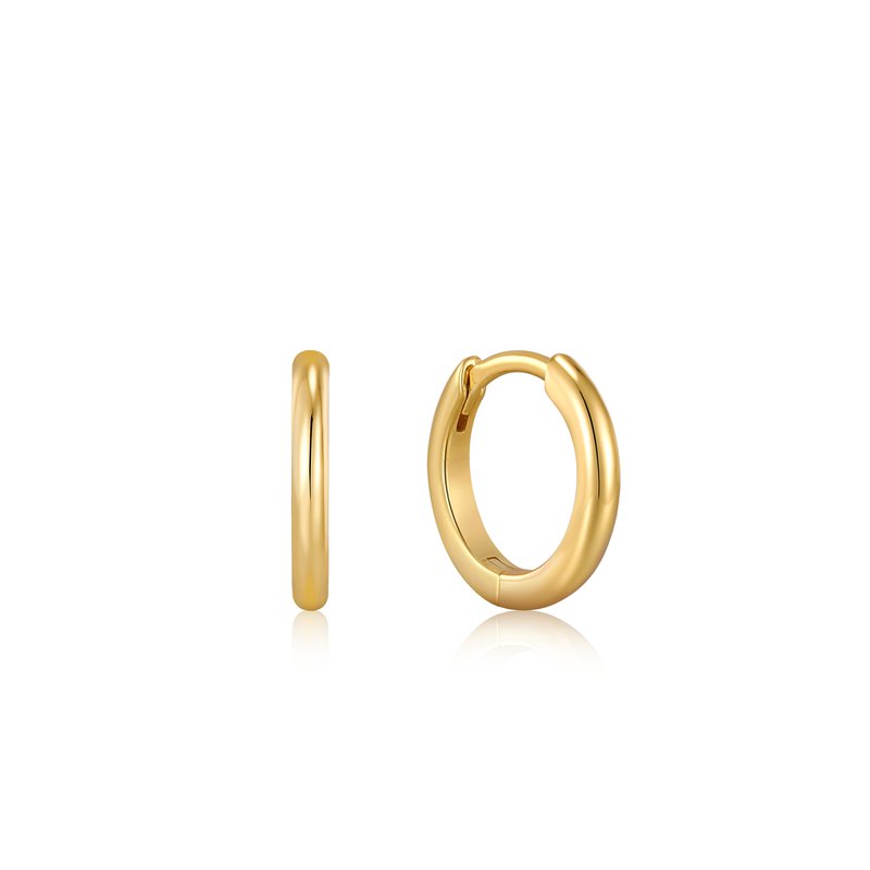 Ania Haie - GOLD SMOOTH MINI HUGGIE HOOP EARRINGS - Helen of New York