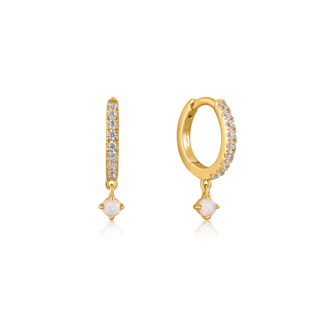 Ania Haie - Gold Sparkle Kyoto Opal Drop Huggie Hoop Earrings - Helen of New York