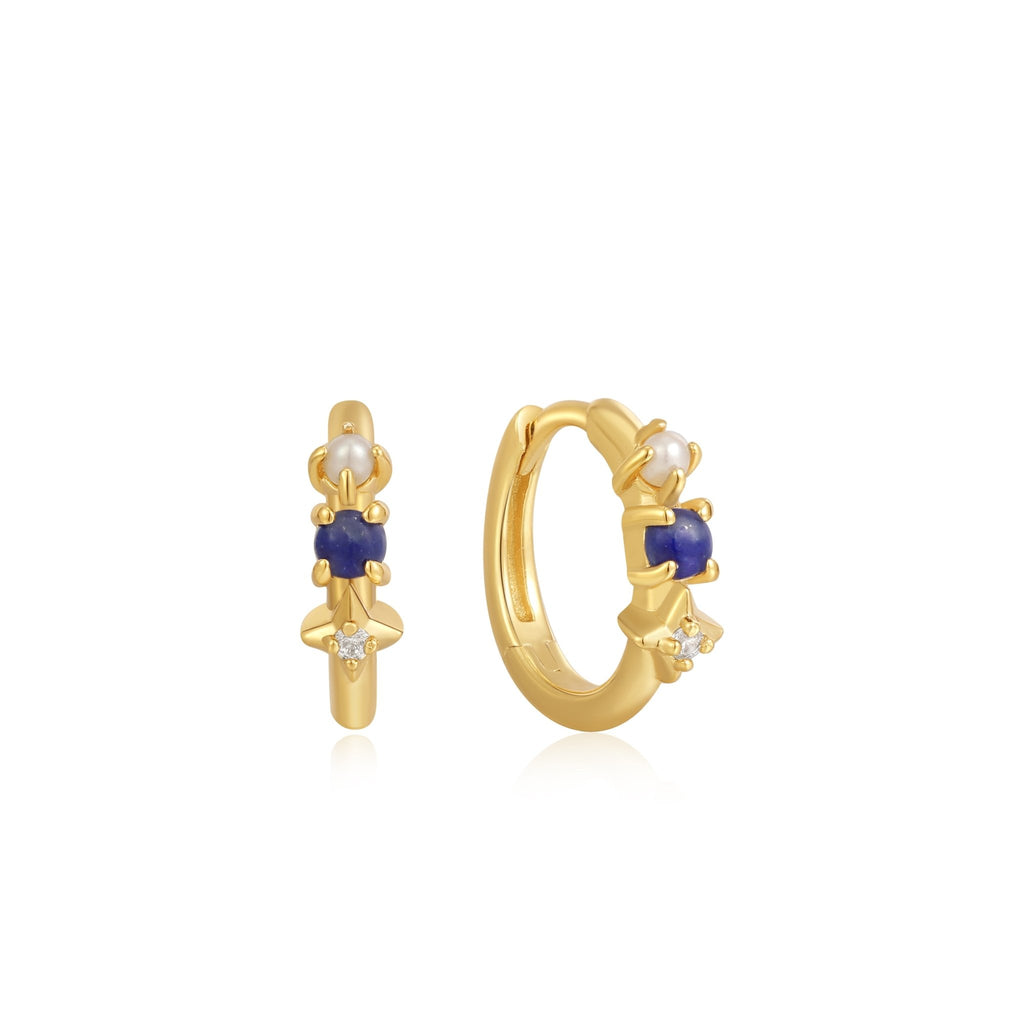 Ania Haie - Lapis Star Huggie Hoop Earrings - Helen of New York