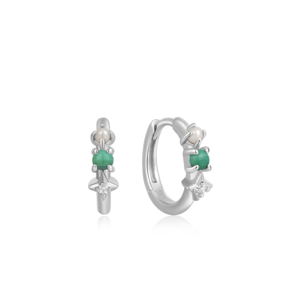 Ania Haie - Malachite Star Huggie Hoop Earrings - Helen of New York