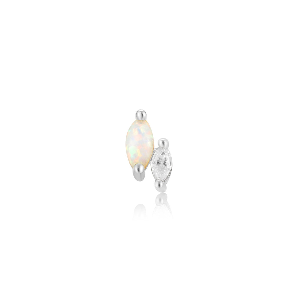 Ania Haie - Silver Kyoto Opal And Sparkle Marquise Barbell Single - Helen of New York