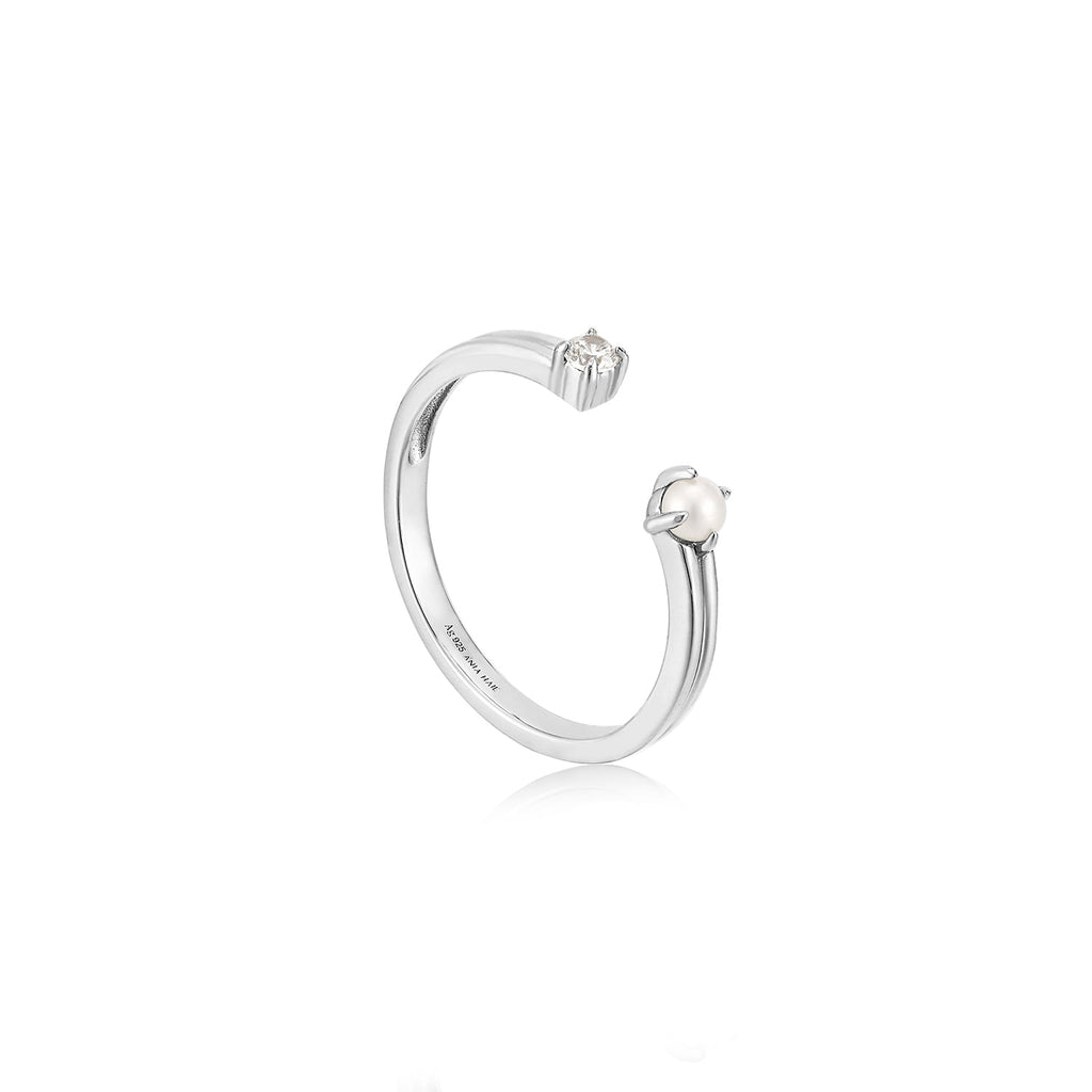 Ania Haie - Silver Pearl Sparkle Adjustable Ring - Helen of New York