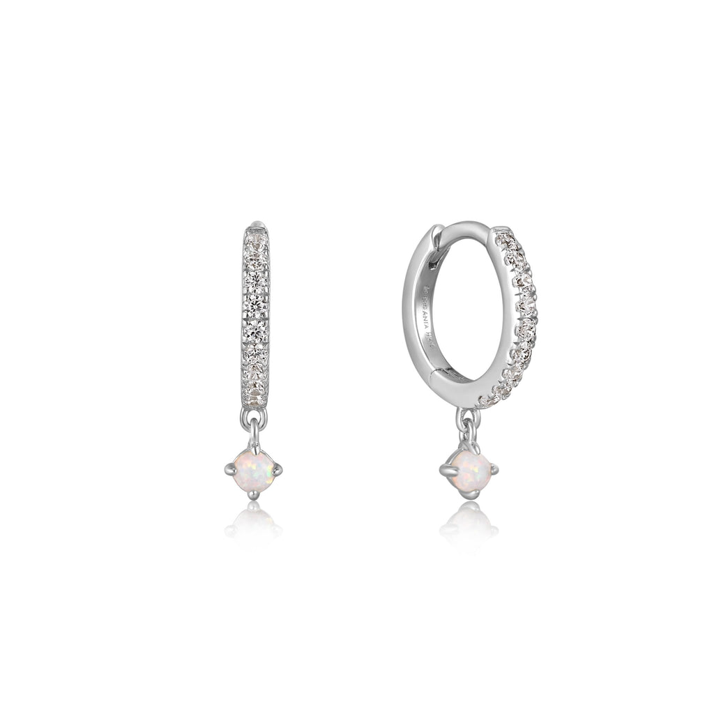 Ania Haie - Silver Sparkle Kyoto Opal Drop Huggie Hoop Earrings - Helen of New York