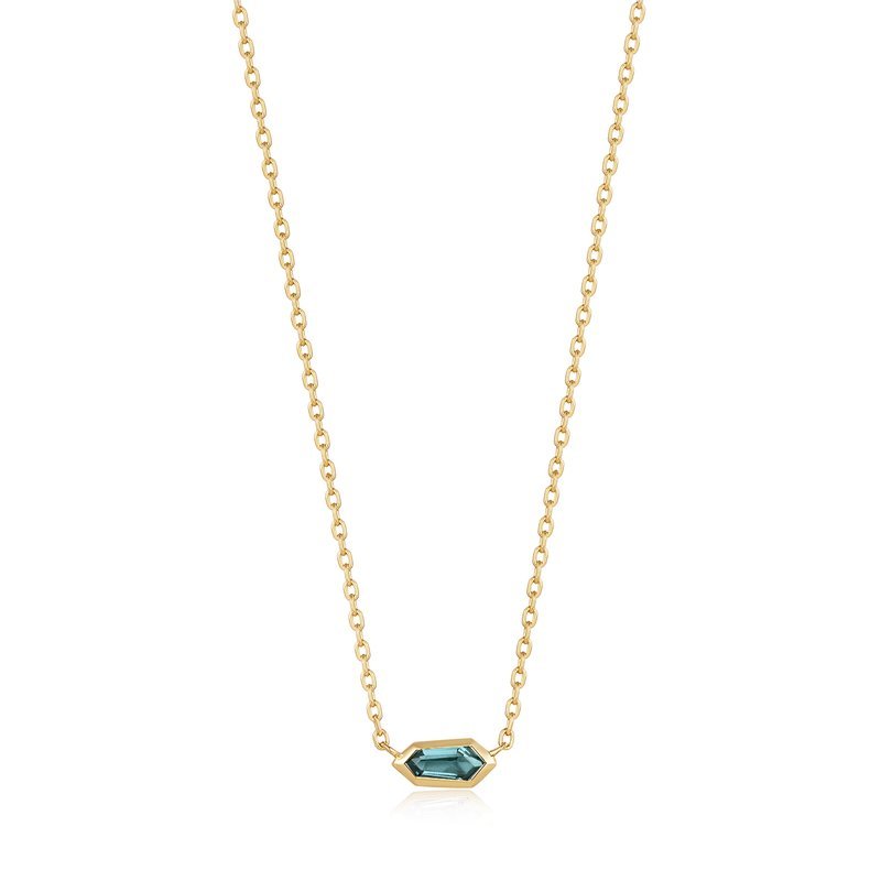 Ania Haie - TEAL SPARKLE EMBLEM CHAIN NECKLACE - Helen of New York