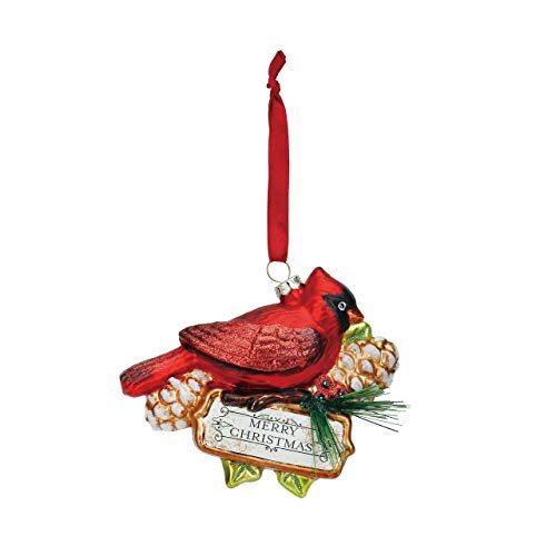 Demdaco - Blown Glass Cardinal Merry Christmas Ornament - Helen of New York