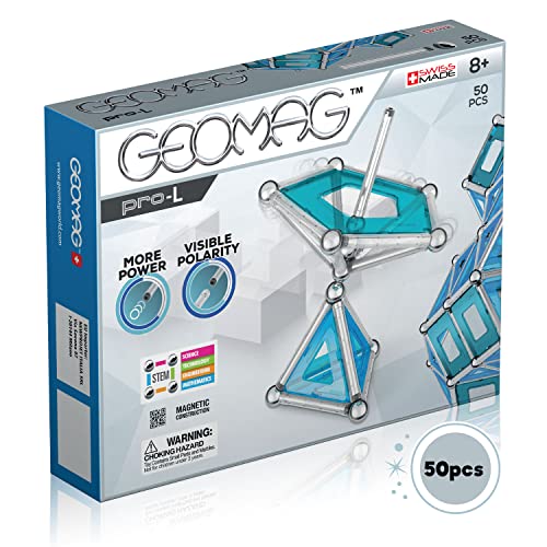 Geomag - Magnetic Toys - Pro-L Kit Magnetic Construction & Engineering System - 50 Piece - Age 8+ - Helen of New York