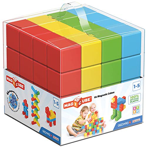 Geomag - Premium Swiss-Made MagiCube Magnetic Stacking Cubes Building Set - 64-Piece - Helen of New York