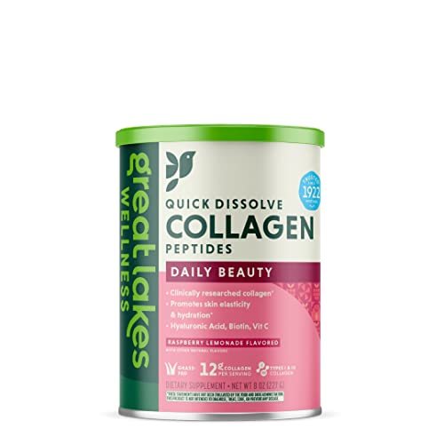 Great Lakes - Wellness Daily Beauty Collagen Peptides - Raspberry Lemonade Flavor - 8 oz - Helen of New York