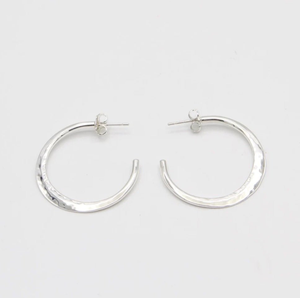 Jeff Gray Jewelry - Thin Hammered Hoops - Small - Helen of New York