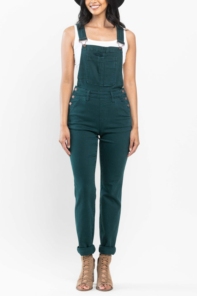 Judy Blue - Plus Size High Waisted Garment Dyed Double Cuff Overall Boyfriend Fit - Helen of New York