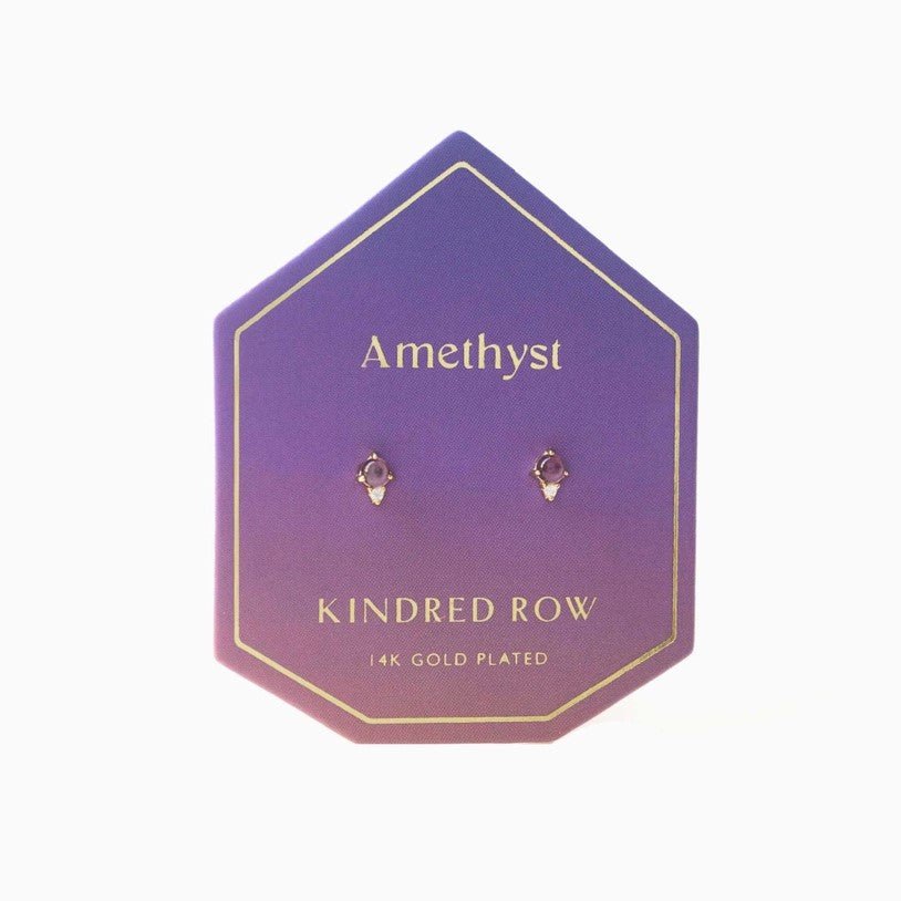 Kindred Row - Amethyst Gemstone Stud Earrings - Helen of New York