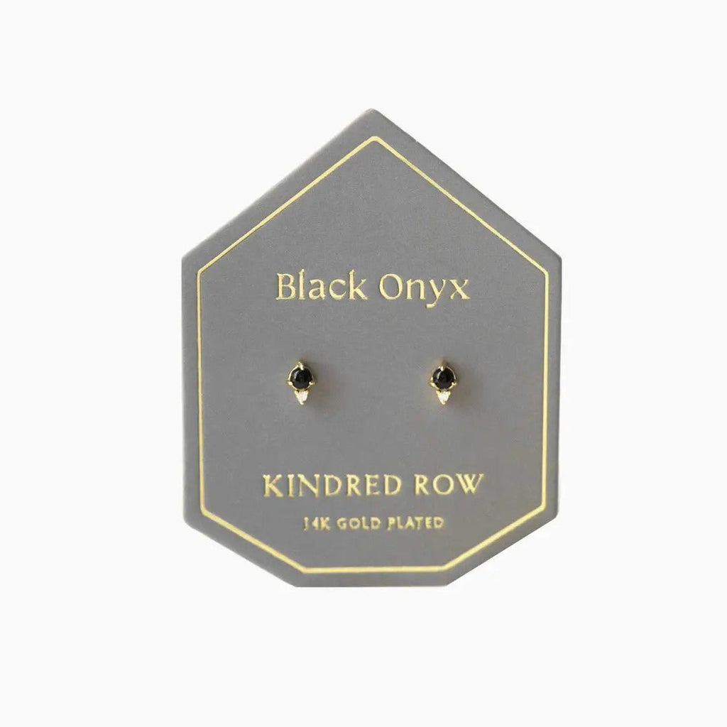 Kindred Row - Black Onyx Gemstone Stud Earrings - Helen of New York