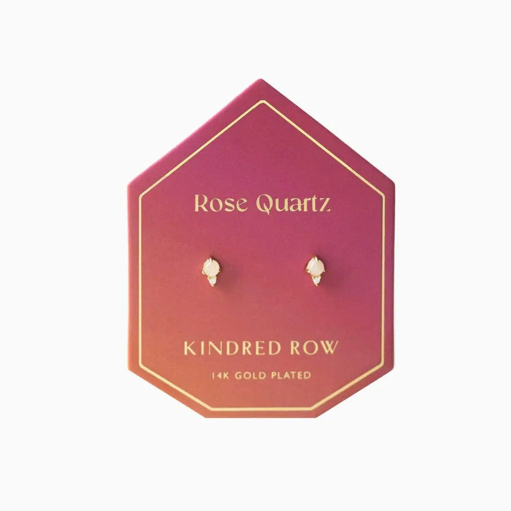 Kindred Row - Rose Quartz Gemstone Stud Earrings - Helen of New York
