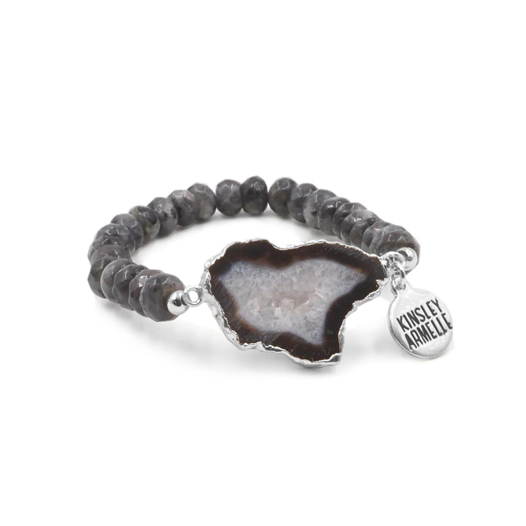 Kinsley Armelle - Agate Collection Silver Smoky Bracelet - Helen of New York