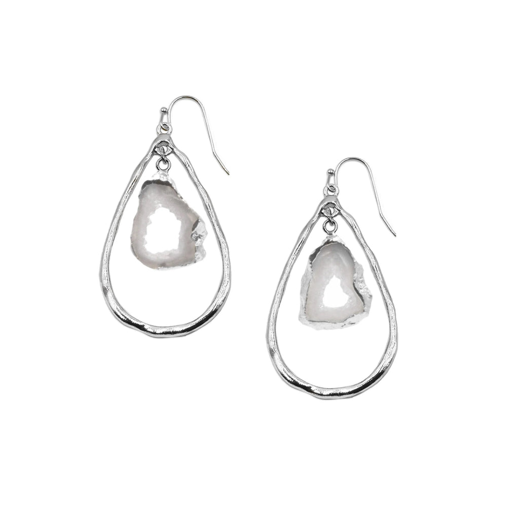 Kinsley Armelle - Zuri Collection-Silver Agate Earrings - Helen of New York