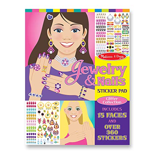 Melissa & Doug - Jewelry and Nails Glitter Sticker Pad - 360+ Stickers - Helen of New York