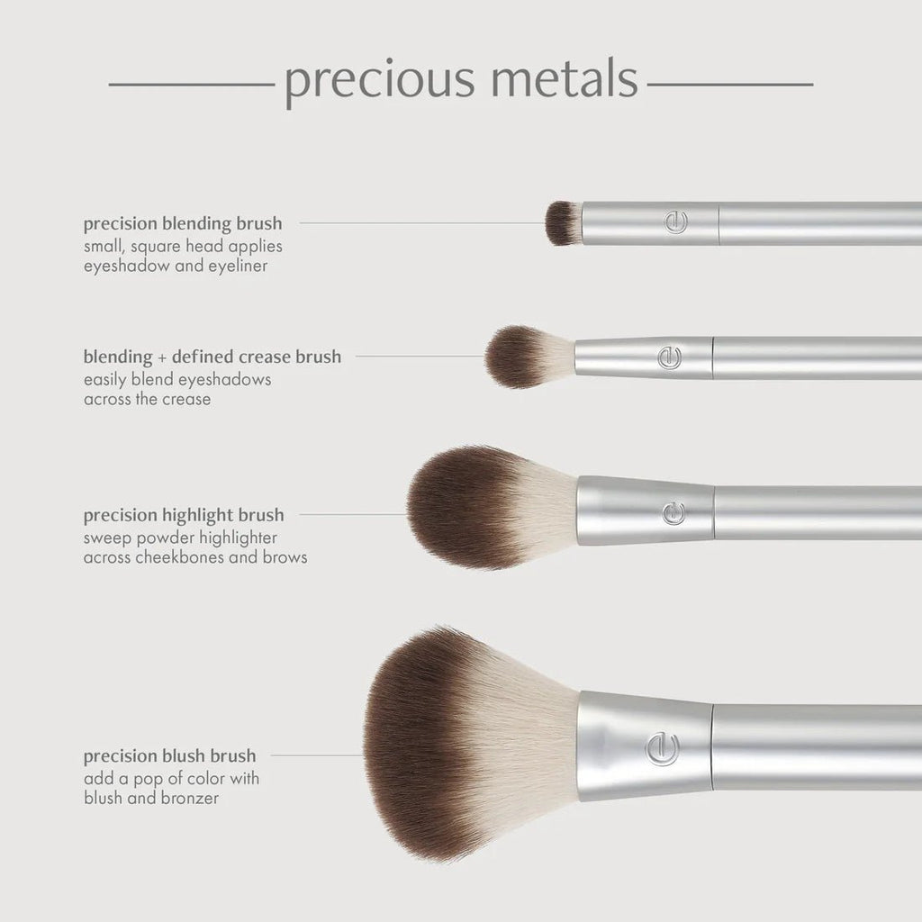 Precious Metals Cheek + Eye Highlight Makeup Brush Set - Helen of New York