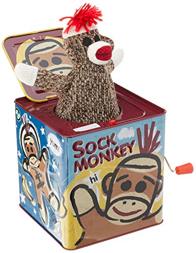 Schylling - Brand Original Sock Monkey Jack-In-The-Box - Ages 18 months to 4 years - Helen of New York