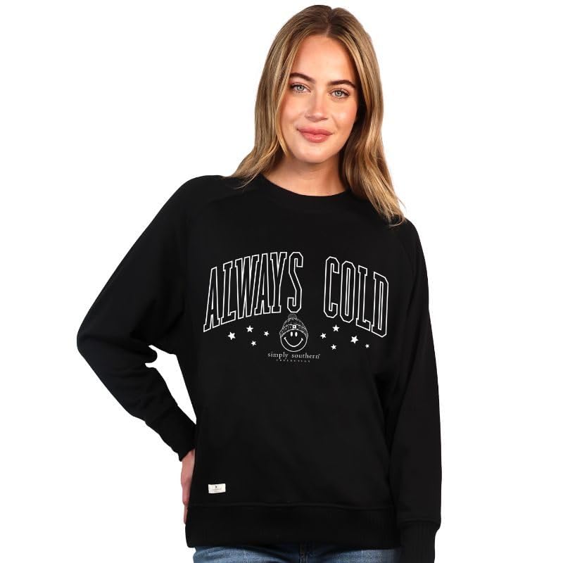 Simply Southern | Always Cold | Preppy and Stylish Women?s Large Long Sleeve Black Ribbed Crewneck Sweater - Helen of New York
