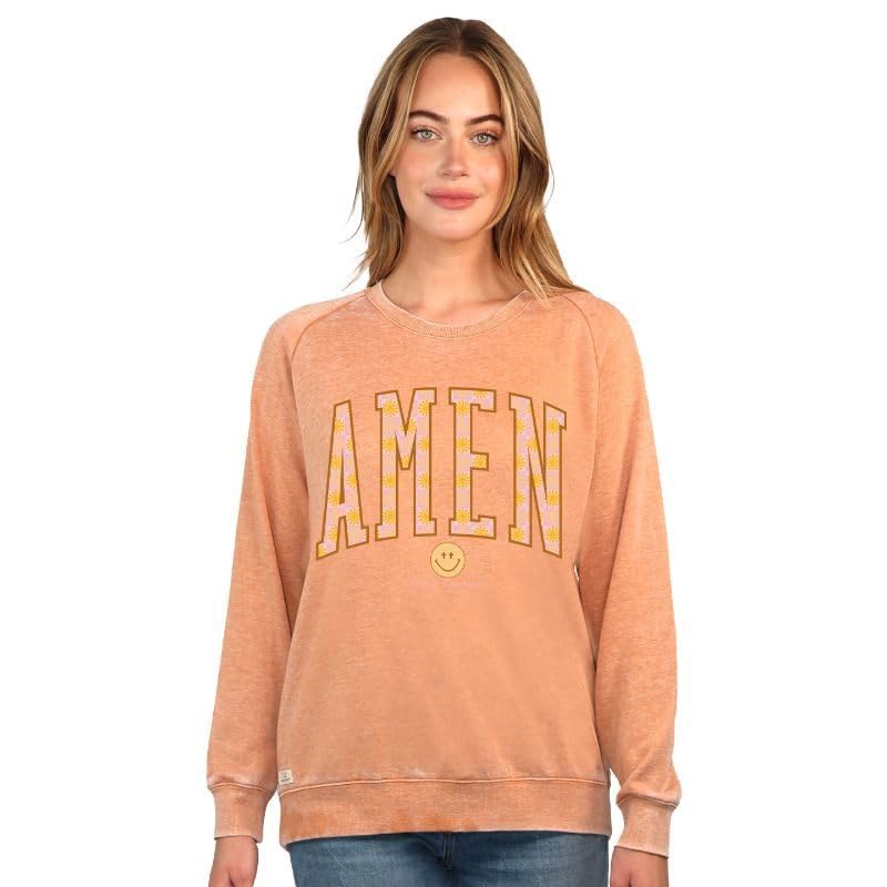 Simply Southern | Amen | Preppy and Stylish Women?s Large Long Sleeve Nut Crewneck Sweater - Helen of New York