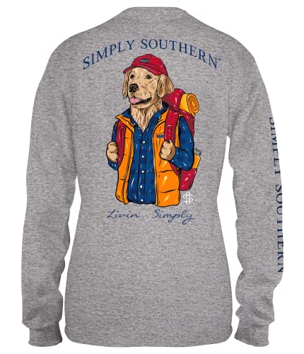 Simply Southern - Cool Dog - Livin' Simply Adult Long Sleeve - Heather Gray - Small - Helen of New York