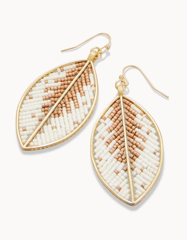 Spartina 449 - Bitty Bead Earrings - Leaves Cream - Helen of New York