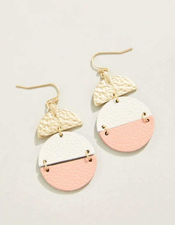 Spartina 449 - Disco Leather Earrings - Cream/Pink - Helen of New York