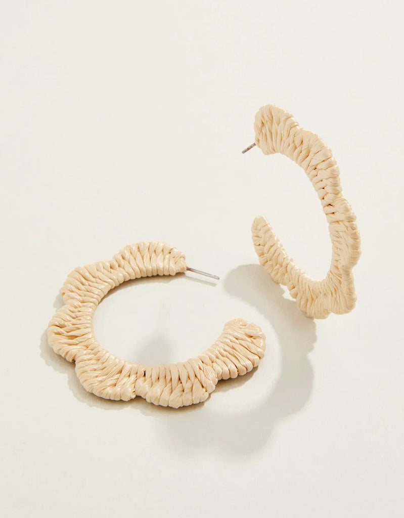 Spartina 449 - Scalloped Straw Hoop Earrings - Natural - Helen of New York