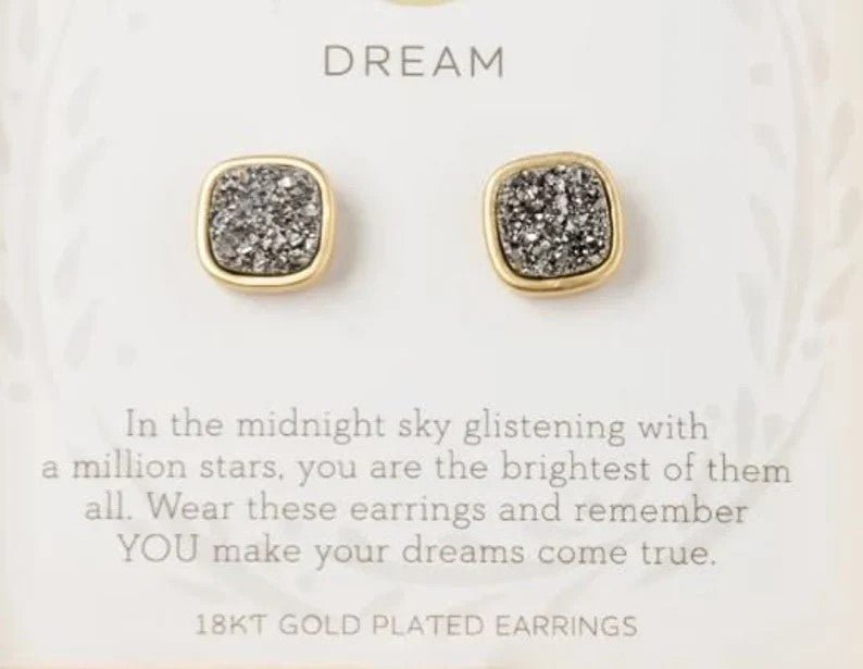 Spartina 449 - Sea La Vie Druzy Stud Earrings - Gold/Platinum Druzy - Helen of New York