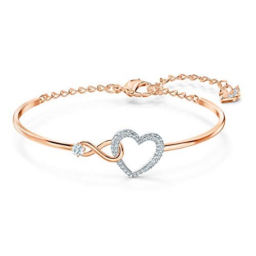 Swarovski - Infinity Heart Women's Bangle Bracelet with a Rose-Gold Tone Plated Bangle - Helen of New York