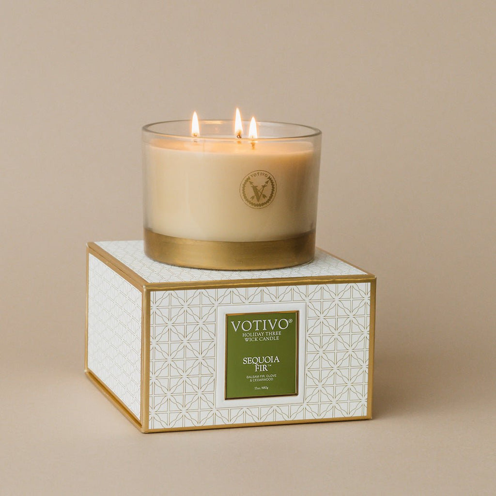 Votivo - Holiday 3 Wick Candle - Sequoia Fir - Helen of New York