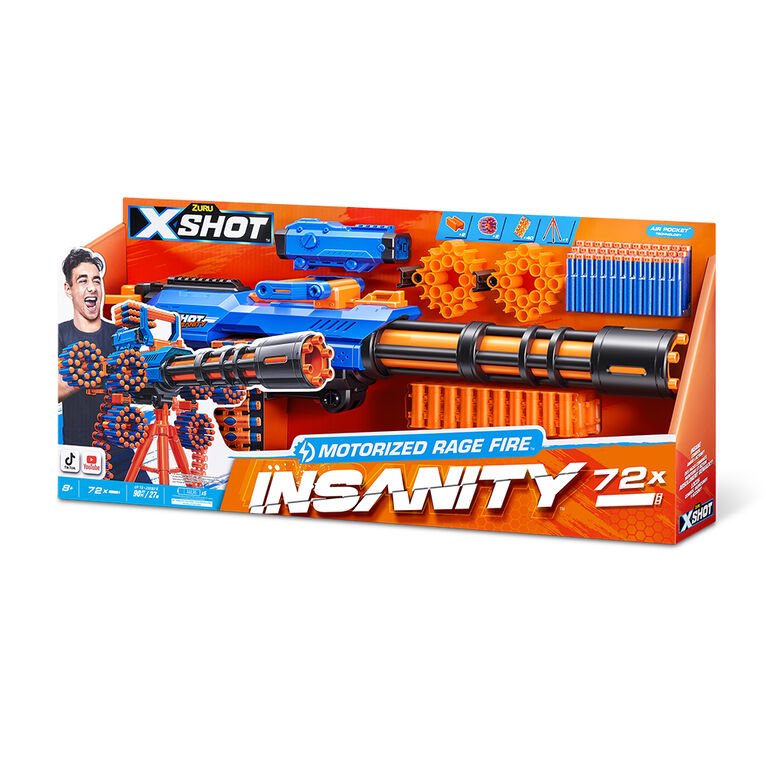 Zuru - XSHOT Insanity Motorised Gatling Blaster with Tripod Stand Includes 72 Darts - Helen of New York